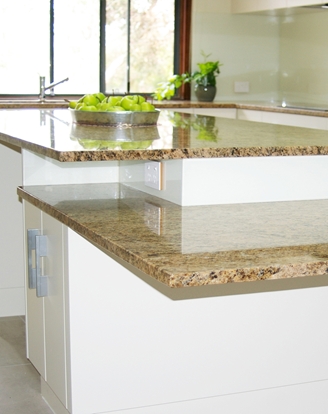 Modern Kitchen Designs with Overhanging Cantilever Granite benchtops by Compass Kitchens