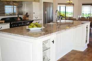 French Provincial Kitchens with Traditional Hand Painted Finish & White Granite Benchtops in Adelaide by Compass Kitchens