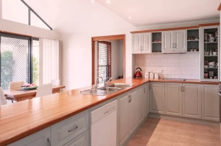A New Scandinavian Style Kitchen, with Light tones and Timber Benchtops, in Alexandrina on the Fleurieu Peninsula by Compass Kitchens, Goolwa, Port Elliot, Encounter Bay, Victor Harbor, Yankalilla, Normanville, Meadows and Willunga