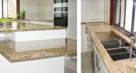 Compass Kitchens Renovations in Adelaide with Granite tops using Undermount sinks & Cantilevers