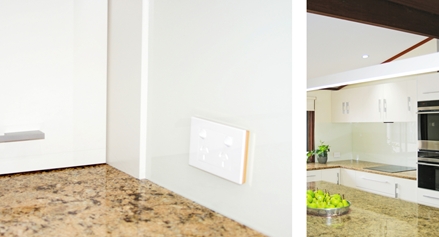 Compass Kitchen Renovations with Custom Colour Matched Splashbacks and Accessories