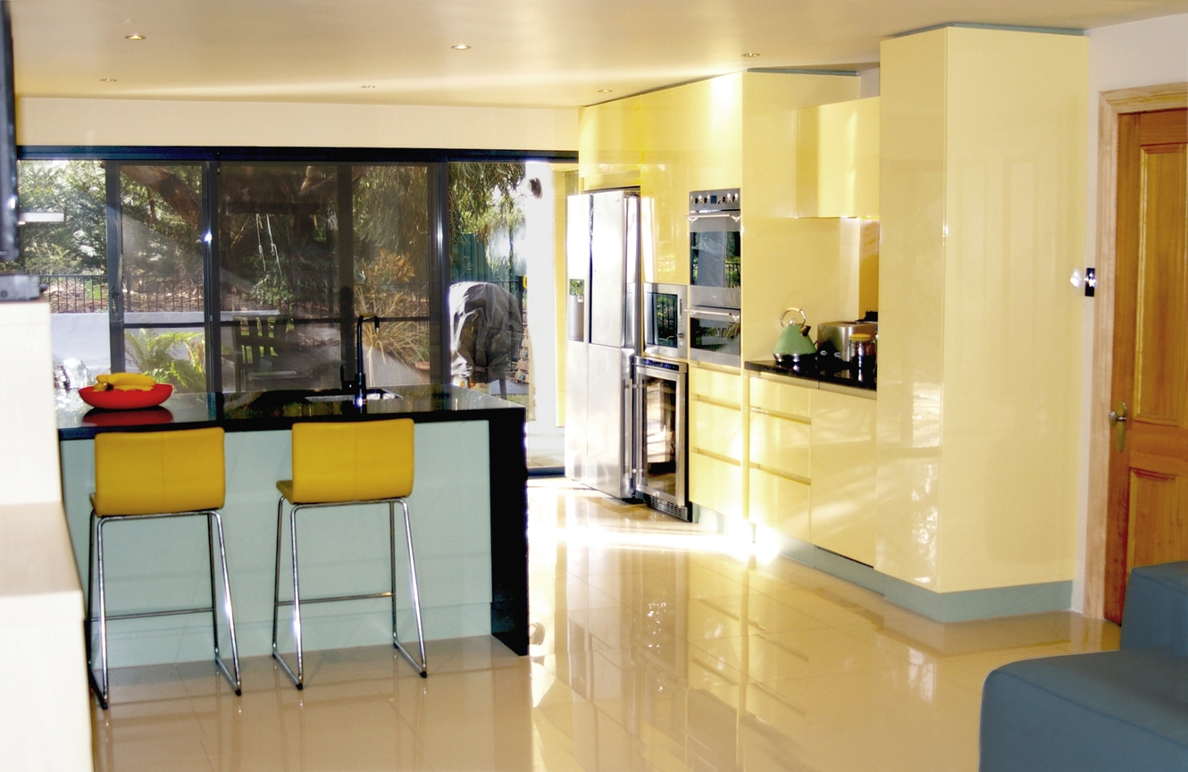 Modern Recessed Handle Two-Pack painted Kitchen Reflecting the colours of its natural environment, Adelaide Kitchen Renovation by Compass Kitchens