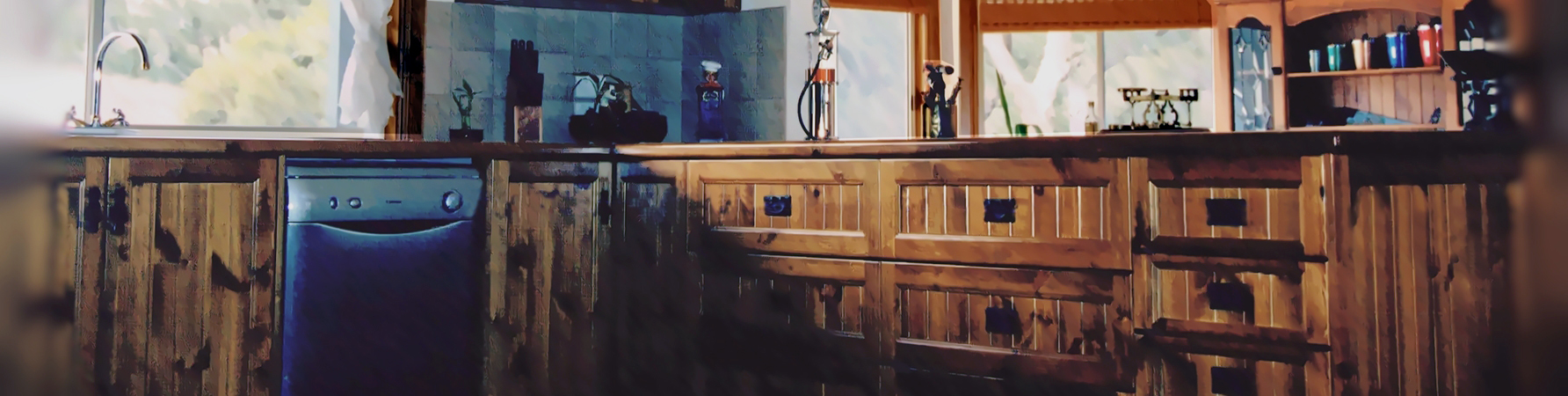Spacious Farmhouse Kitchen with genuine Baltic Pine.